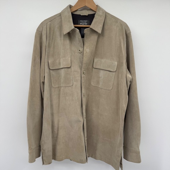 Woodward Marshall Field's Genuine Suede Shirt Jacket Mens L Western Minimalist - Picture 1 of 11